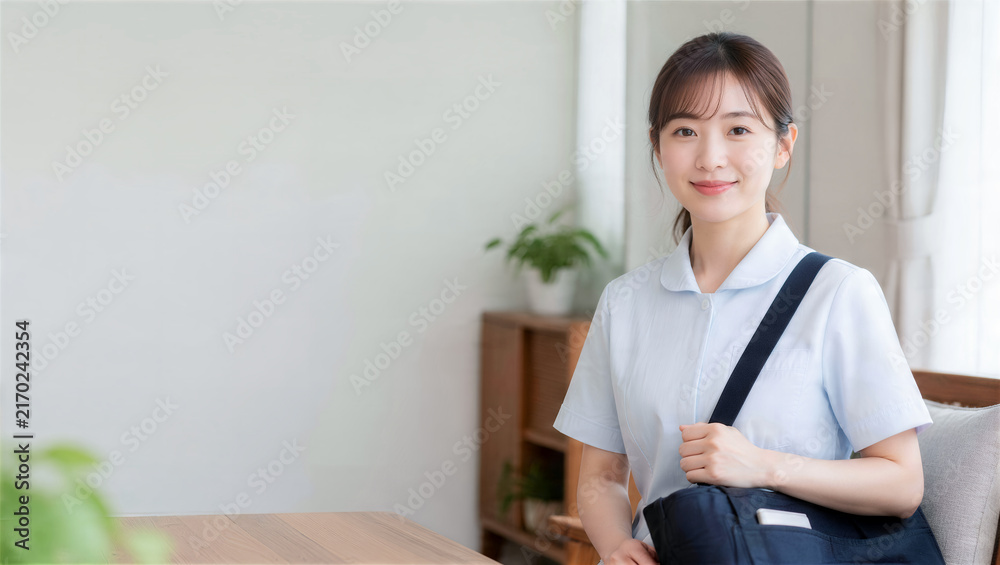 Obraz premium 精神科訪問看護の落ち着いた採用向けポートレート