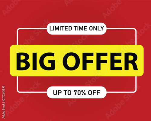 Big offer limited time only discount banner graphic design template with sale sign
