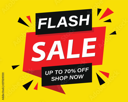 Flash sale up to seventy percent off shop now retail discount banner vector with shopping deal