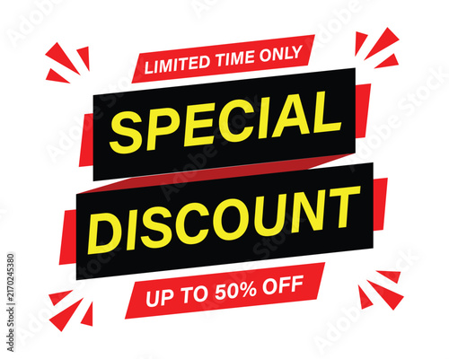 Special discount up to fifty percent off limited time only retail banner vector with sale promotion