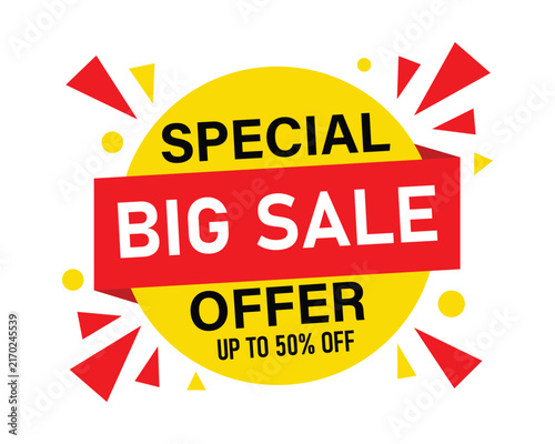 Special big sale offer banner template with up to fifty percent discount vector illustration