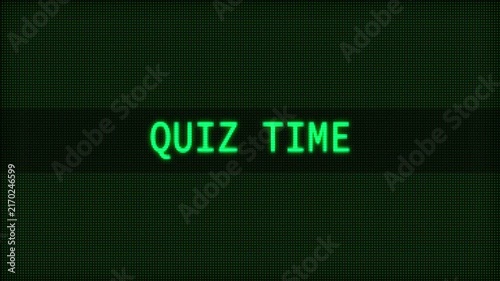 4K Quiz Time CRT Retro Computer Display Text Animation On Black Background