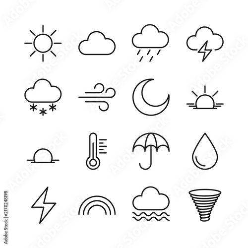 Weather and Nature Outline Icon Set for Forecast Applications