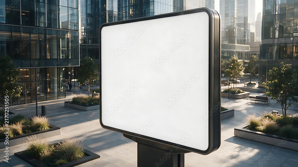 Fototapeta premium Business Outdoor Billboard Mockup with Glass Buildings