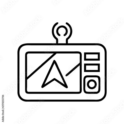 Computer with map and wifi antenna icon - Minimalist vector icon of a computer screen displaying a map and connected to a wifi antenna symbol, clean and modern design.