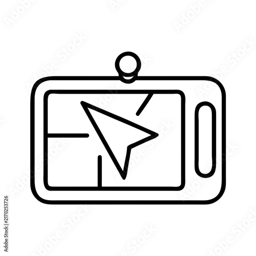 Minimalist map with directional arrow icon - A clean, modern vector icon showing a simple map with a bold directional arrow pointing right, perfect for navigation or wayfinding designs.