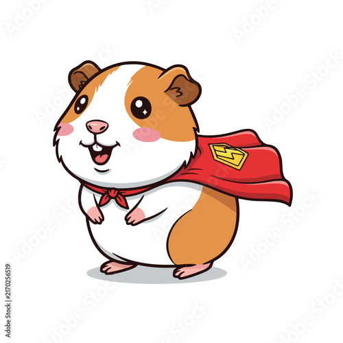 Guinea Pig Superhero Character Illustration for Cute Design Projects