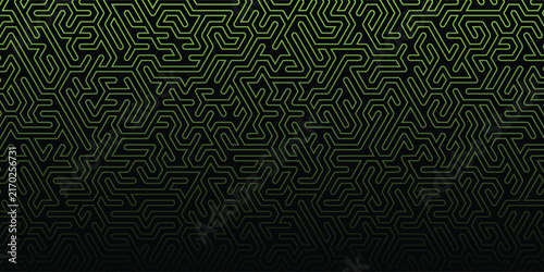 Creative Green Geometric Maze Pattern Background with Seamless Hexagonal Line Network and Futuristic Technology background. creative