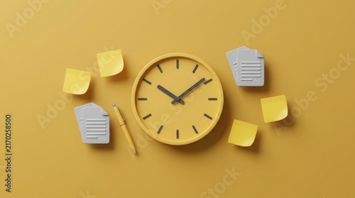 3D concept of time management strategies and priority blocks for student productivity.