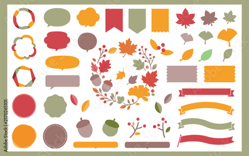 Autumn Decorative Elements and Seasonal Vector Clipart Collection