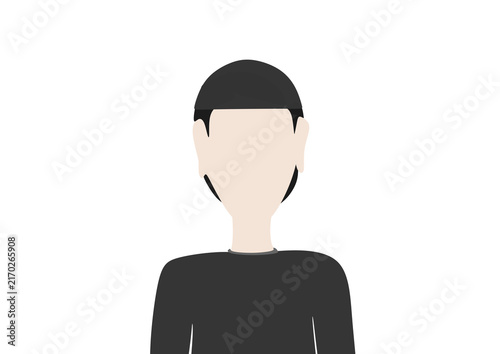 Minimalist Faceless Muslim Man wearing Black Cap Illustration