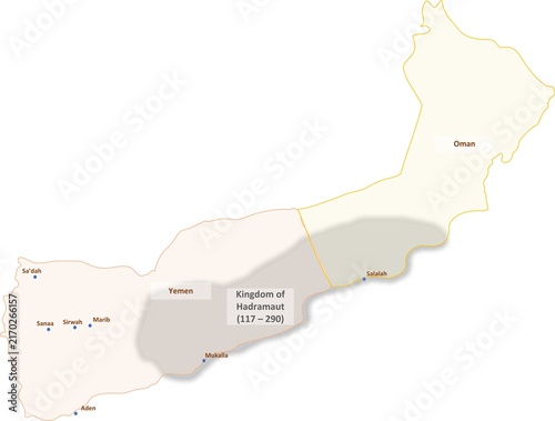 Historical Map of the Kingdom of Hadramaut (117–290 AD) in Ancient South Arabia