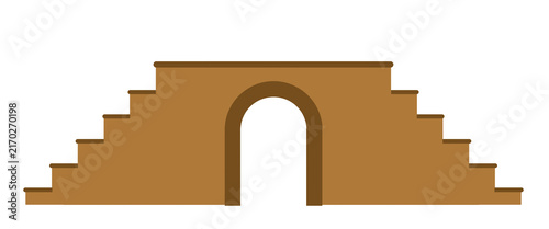 Brown Stone Bridge With Staircase Arch Tunnel Architectural Infrastructure Structure Graphic Illustration Isolated On White Background