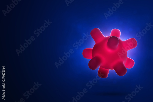 Obraz na płótnie Pink virus cell on blue background