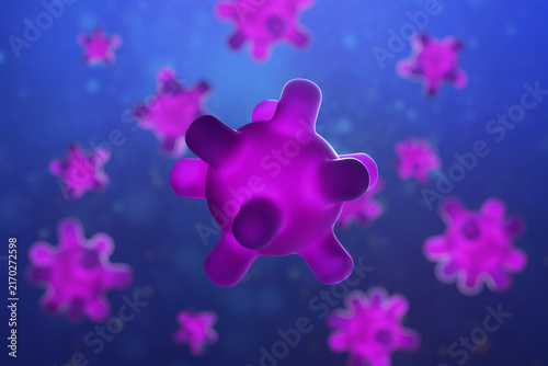 Virus cells spreading on blue background