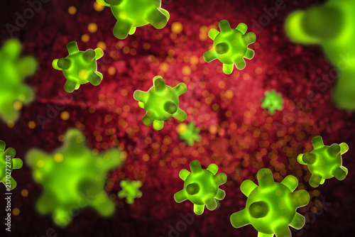 Virus cells on abstract background