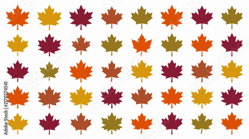 Natural seamless pattern with autumn fallen leaves of forest trees on white background