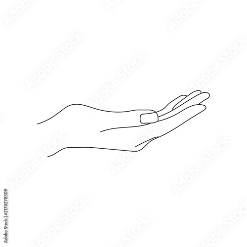 Open human hand gesture line art icon