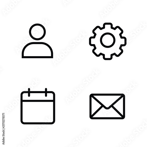 Set of simple black line interface icons