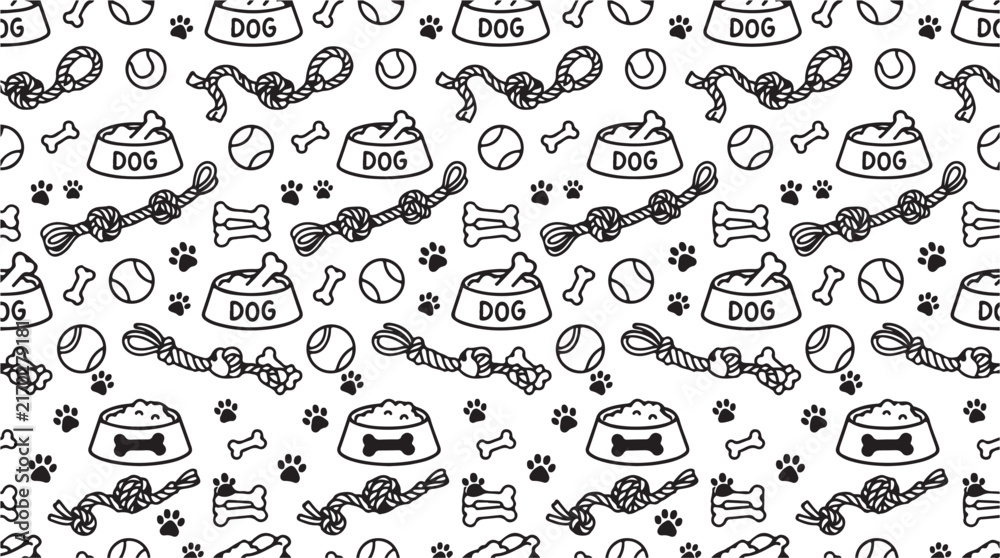 Obraz premium Doodle Monochrome Pet Care and Accessories 