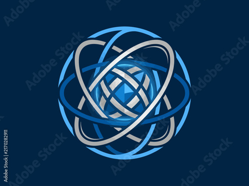 Abstract Global Orbiting Network And Technology Sphere