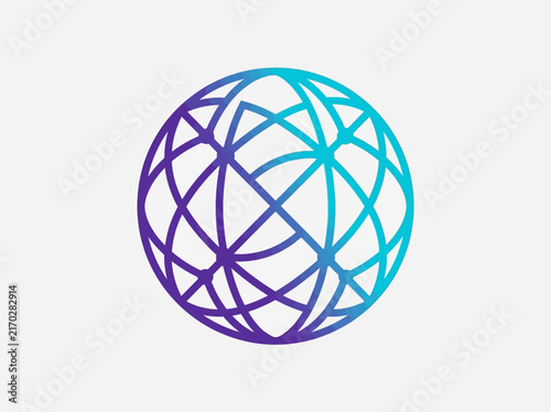 Abstract Global Network Sphere With Teal Purple Gradient