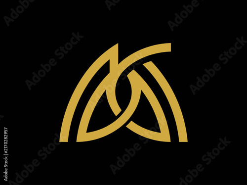 Abstract Gold Interlocking Knot Design On Black Background