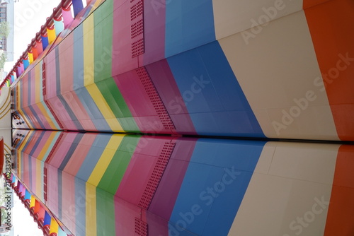 Canvas Print Colourful bridge in village built for tourists and sightseers in Vietnam with it