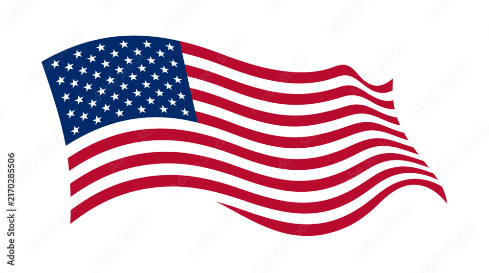 Fototapeta premium Waving flag of the United States of America isolated on white background.
