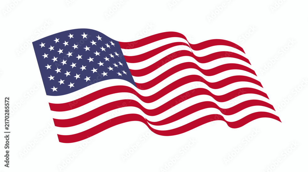 Obraz premium Waving flag of the United States of America isolated on white background.