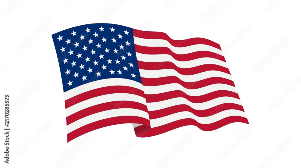 Fototapeta premium Waving flag of the United States of America isolated on white background.