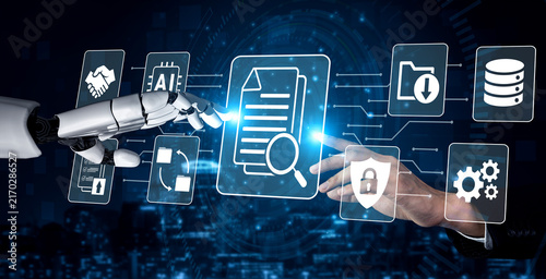 Принти на полотні Artificial intelligence enhances document management and AI integration to stren