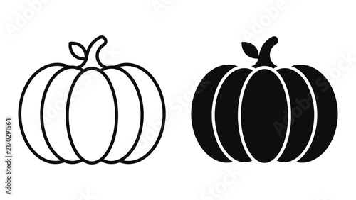 Pumpkin icons in outline and solid styles