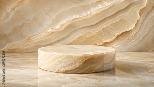 Natural Onyx Marble Product Display Podium with Stone Background