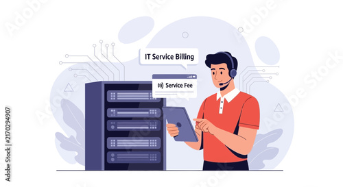 IT Service Billing and Support Concept Vector Illustration