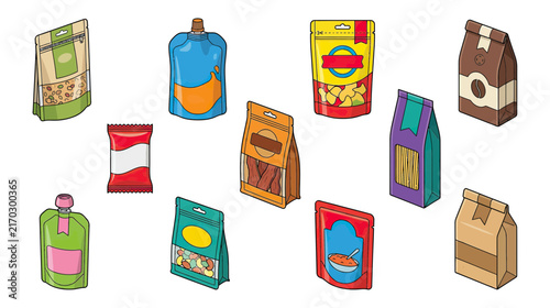 Assorted Food Packaging Collection Isolated