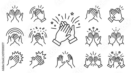 Clapping Hands Icons Set, Applause and Celebration