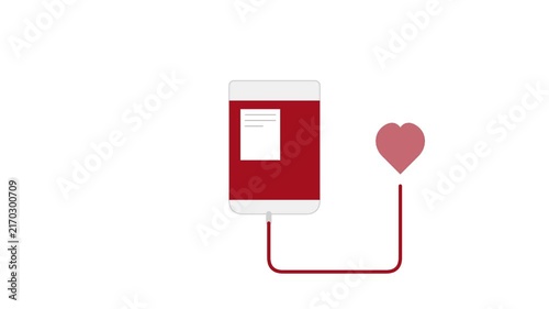 Minimalist 2D Animated Blood Bag Flat Icon Medical Healthcare Loop Background
