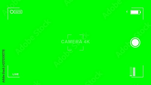 4K Digital Camera Viewfinder Overlay with UI Elements on Green Screen Loop