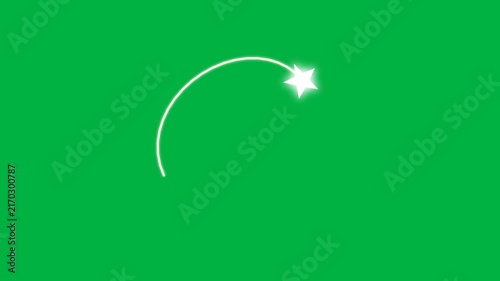 Minimalist Glowing Shooting Star with Trail on Green Screen Chroma Key Background Loop