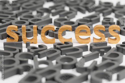 Success word. Success text on table, concept.Success Wood Text on the white Table Office.