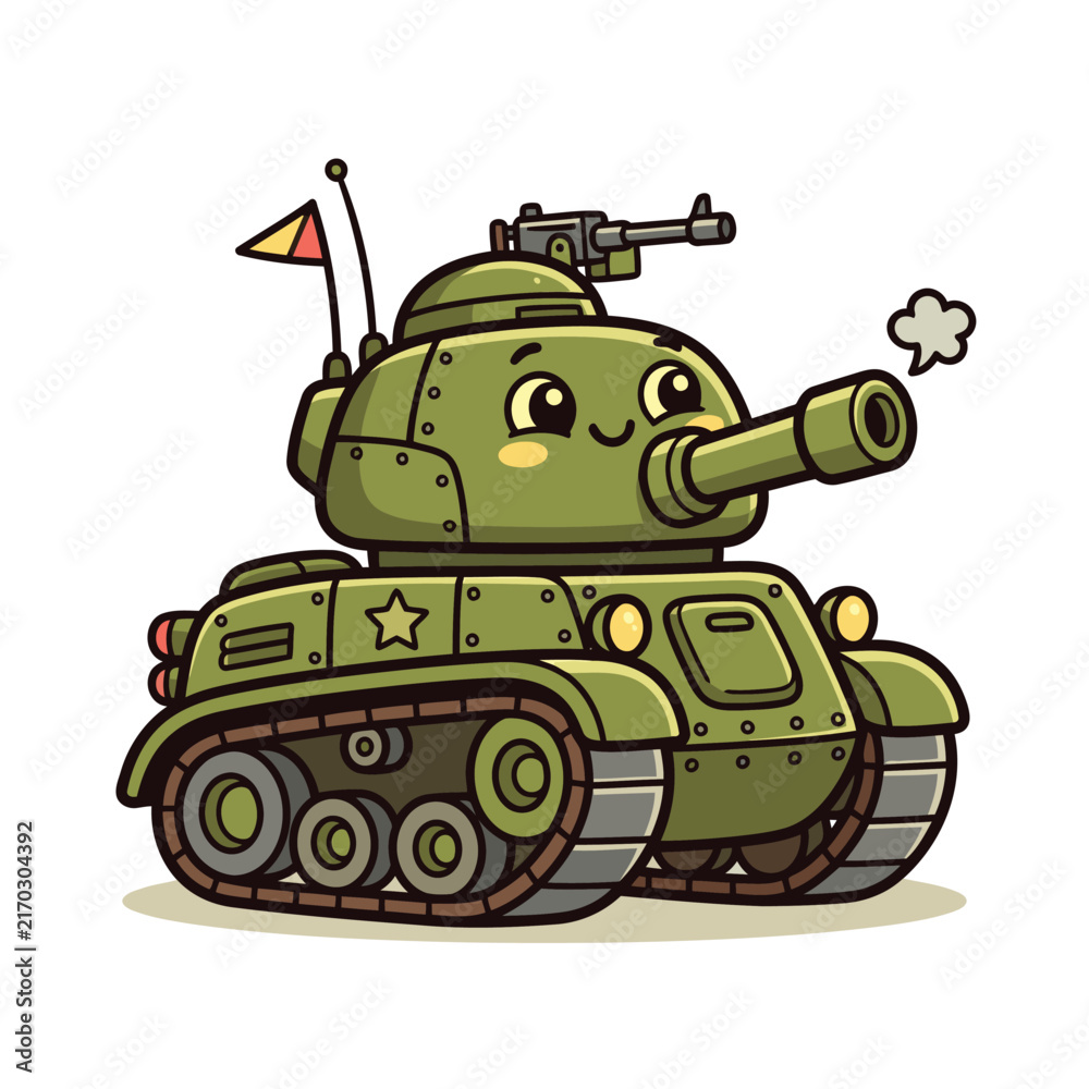 Naklejka premium cute cartoon tank vector illustration