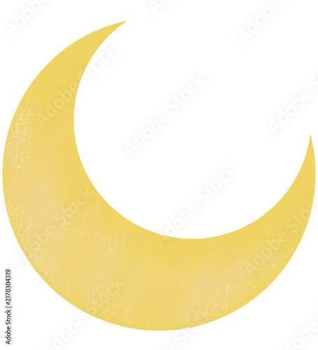 Minimal yellow crescent moon icon isolated on white background