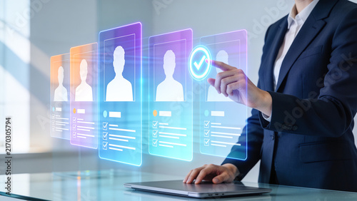 Human Resources Recruitment and Employee Selection Concept with Digital Candidate Profiles, Checklist and Verification Interface