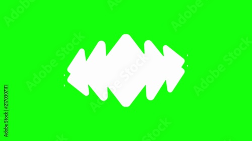 a white animated arrow or chevron graphic animated on green screen background