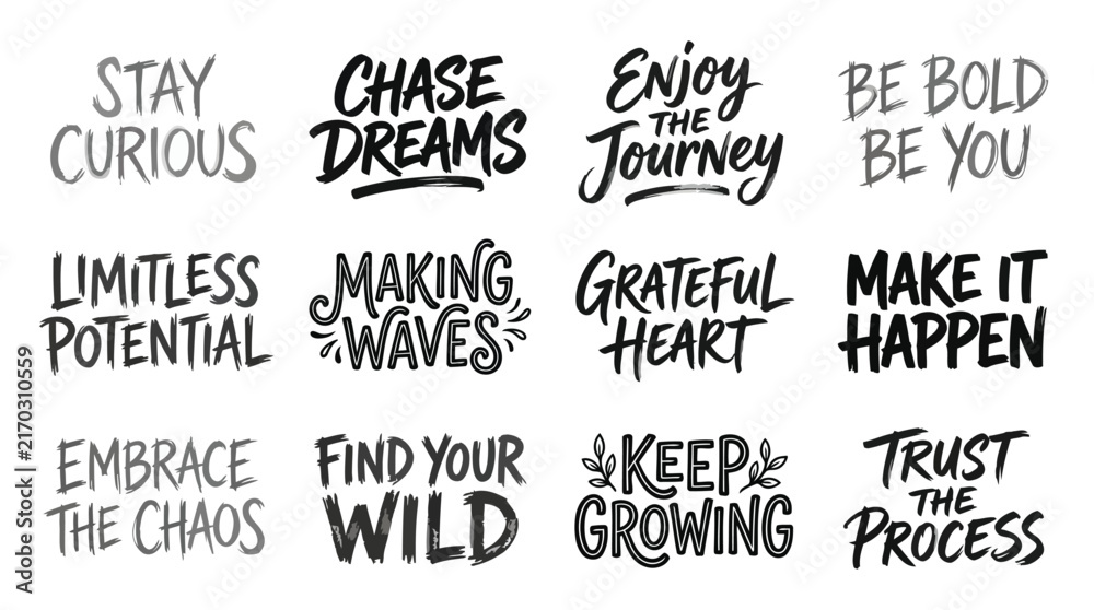 Obraz premium Set of handlettered inspirational and motivational quotes