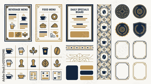 Coffee Shop Graphic Elements & Templates Vector Set