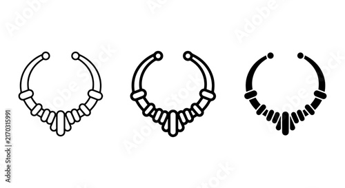 Bild auf Leinwand Tribal Septum Rings, Boho Nose Jewelry Set, Ethnic Body Piercing Icons, Minimali