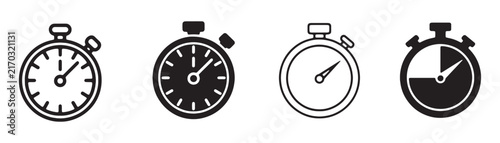 Photography Stopwatch icons in various styles representing timekeeping and measurement for sports and events
