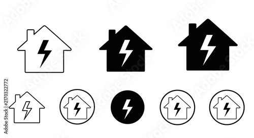 Set of minimalist vector icons and symbols for web and mobile UI design, featuring clean lines, modern geometric shapes, and simplified graphic elements on a white background.